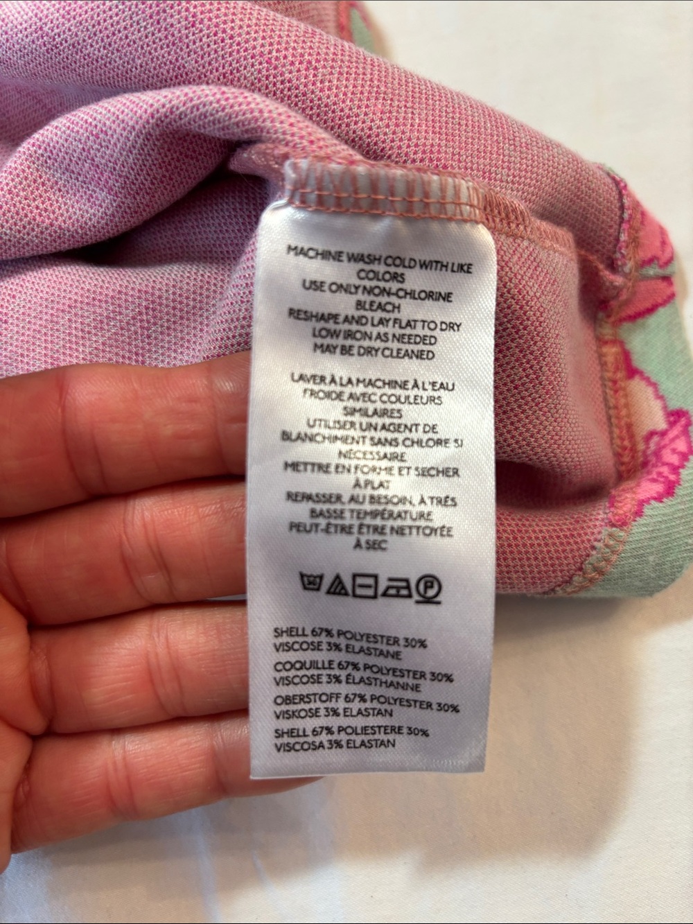 Maeve from Anthropologie Jacquard Floral Zip Polo Top in Pink and Mint, SZ Med. - Picture 6 of 8